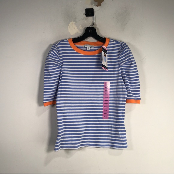Rebecca Minkoff Tops - Rebecca Minkoff Puff Sleeve Striped Top, Women's Size S - Blue/White/Orange